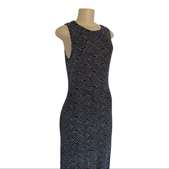 Silver Metallic Glitter Stretch Maxi Fitted Black Prom Evening Dress - Picture 1 of 9